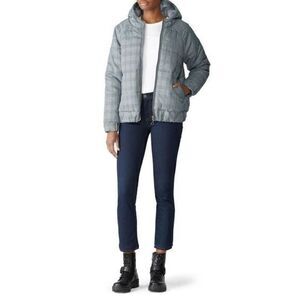 MINKPINK Grey Plaid Check Hooded Puffer Jacket XS